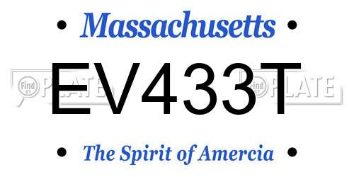 EV433T Massachusetts License Plate