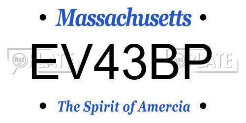 EV43BP Massachusetts License Plate