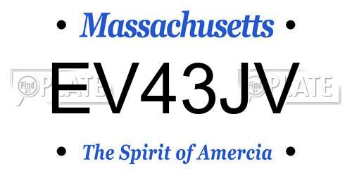 EV43JV Massachusetts License Plate