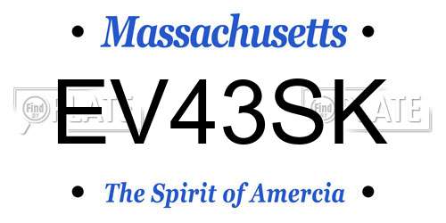 EV43SK Massachusetts License Plate