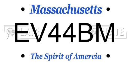 EV44BM Massachusetts License Plate