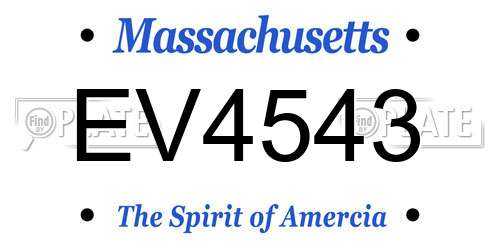 EV4543 Massachusetts License Plate