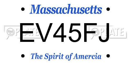 EV45FJ Massachusetts License Plate