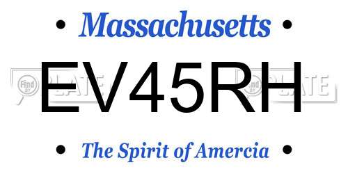 EV45RH Massachusetts License Plate