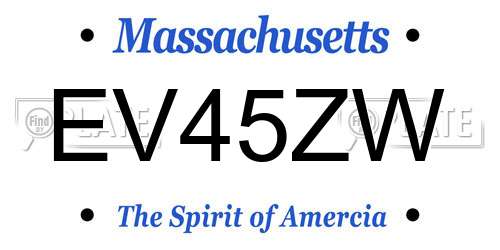 EV45ZW Massachusetts License Plate