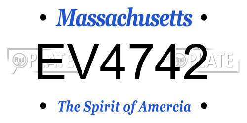 EV4742 Massachusetts License Plate