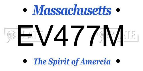 EV477M Massachusetts License Plate