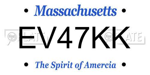 EV47KK Massachusetts License Plate