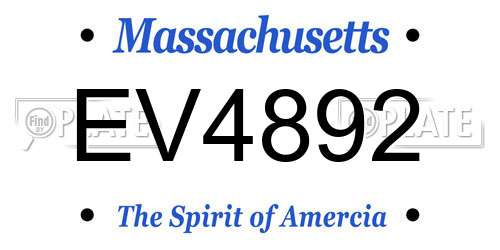EV4892 Massachusetts License Plate