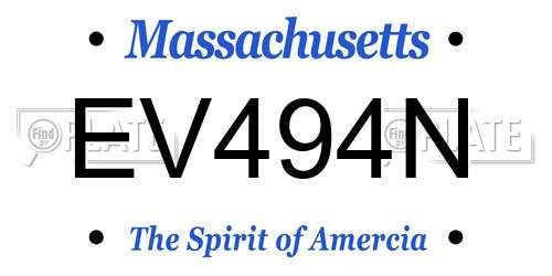EV494N Massachusetts License Plate