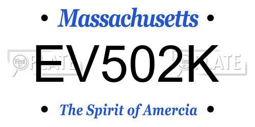 EV502K Massachusetts License Plate