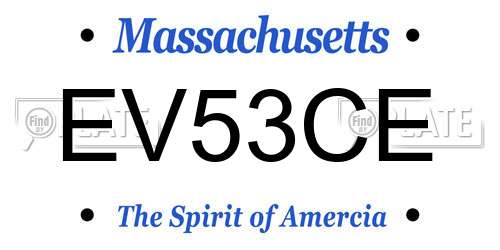 EV53CE Massachusetts License Plate