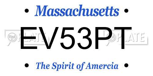 EV53PT Massachusetts License Plate