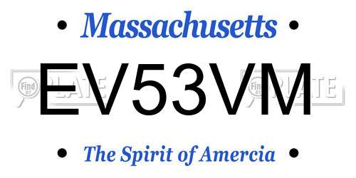 EV53VM Massachusetts License Plate