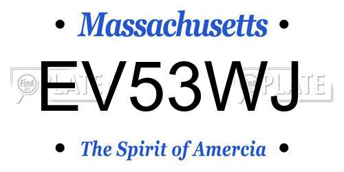 EV53WJ Massachusetts License Plate