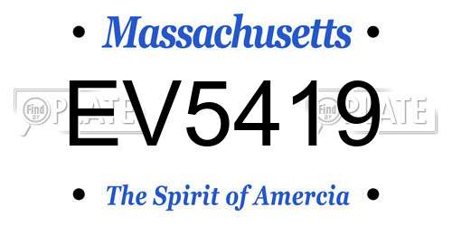 EV5419 Massachusetts License Plate