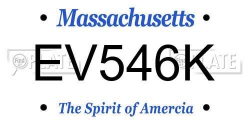 EV546K Massachusetts License Plate