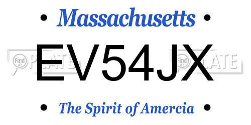 EV54JX Massachusetts License Plate