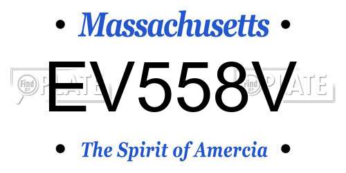 EV558V Massachusetts License Plate