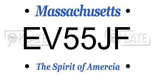 EV55JF Massachusetts License Plate