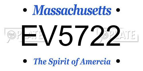EV5722 Massachusetts License Plate