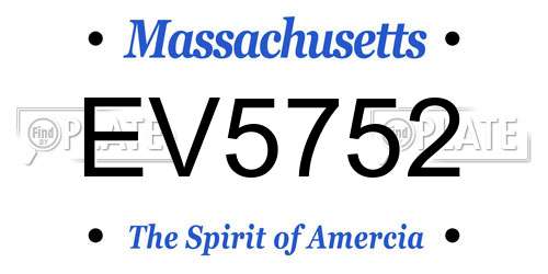 EV5752 Massachusetts License Plate