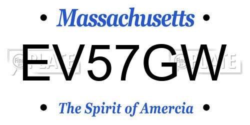 EV57GW Massachusetts License Plate