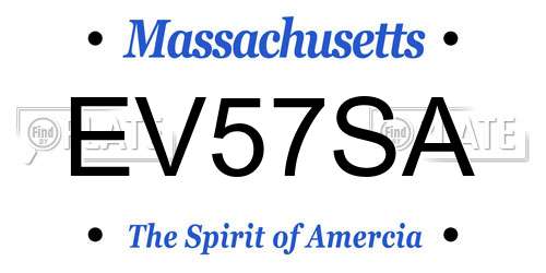 EV57SA Massachusetts License Plate
