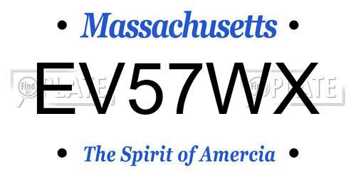 EV57WX Massachusetts License Plate
