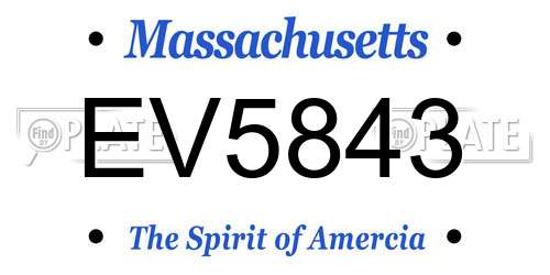 EV5843 Massachusetts License Plate
