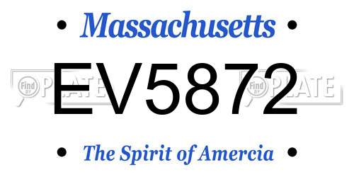 EV5872 Massachusetts License Plate