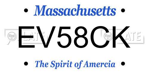 EV58CK Massachusetts License Plate