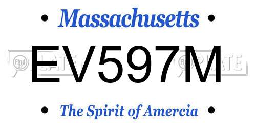 EV597M Massachusetts License Plate