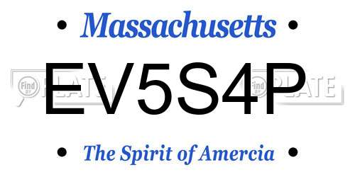 EV5S4P Massachusetts License Plate