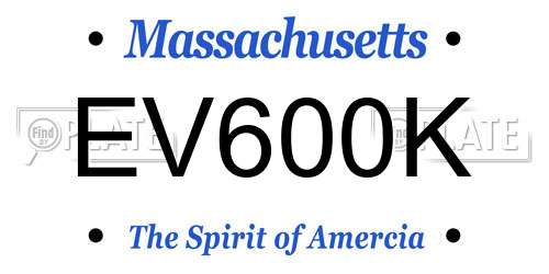 EV600K Massachusetts License Plate
