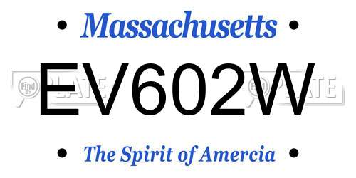 EV602W Massachusetts License Plate
