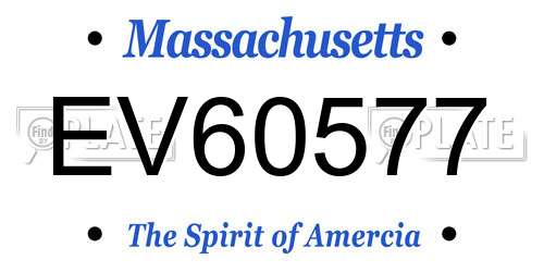 EV60577 Massachusetts License Plate