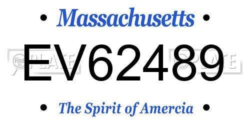 EV62489 Massachusetts License Plate