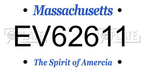 EV62611 Massachusetts License Plate