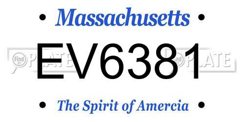 EV6381 Massachusetts License Plate