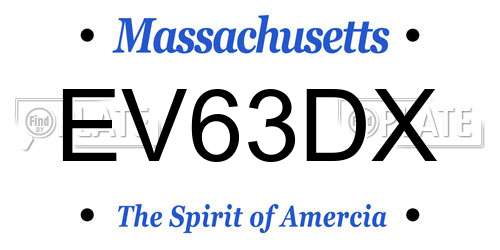 EV63DX Massachusetts License Plate