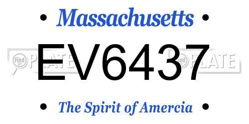 EV6437 Massachusetts License Plate