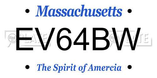 EV64BW Massachusetts License Plate