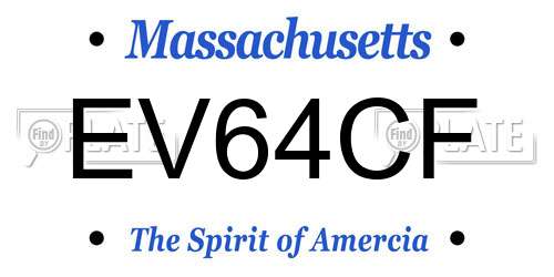 EV64CF Massachusetts License Plate