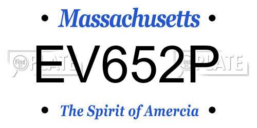 EV652P Massachusetts License Plate