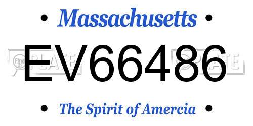 EV66486 Massachusetts License Plate