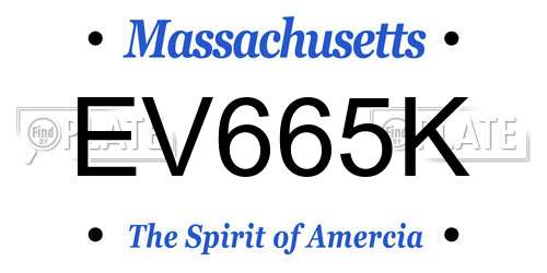 EV665K Massachusetts License Plate