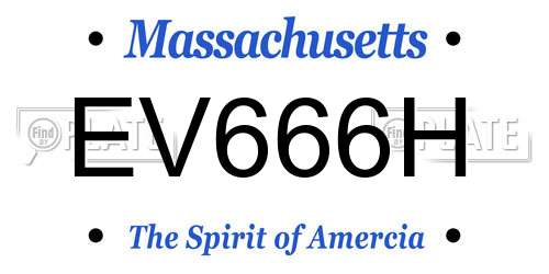 EV666H Massachusetts License Plate