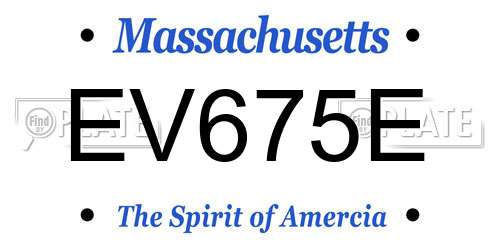 EV675E Massachusetts License Plate