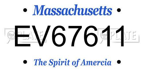 EV67611 Massachusetts License Plate